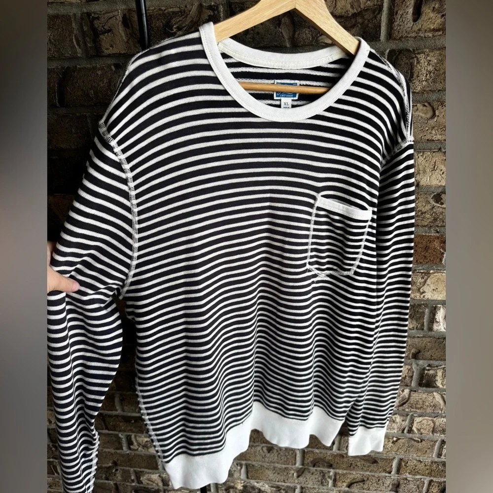 J.Crew Lightweight Sunfaded French Terry Sweatshirt in Stripe Size XL
